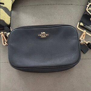 Coach Black Leather Crossbody Bag with Gold Accents
